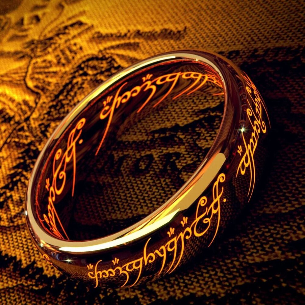 LOTR TUNGSTEN "ONE" Ring on 18" Chain SIZES 7 8,9,10,11,12 ,13+ LOTR GIFT BAG!
